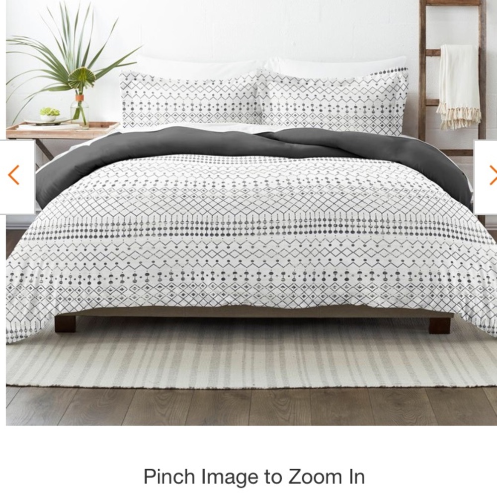 Cal King duvet cover reversible 3 piece white gray pattern hypoallergenic